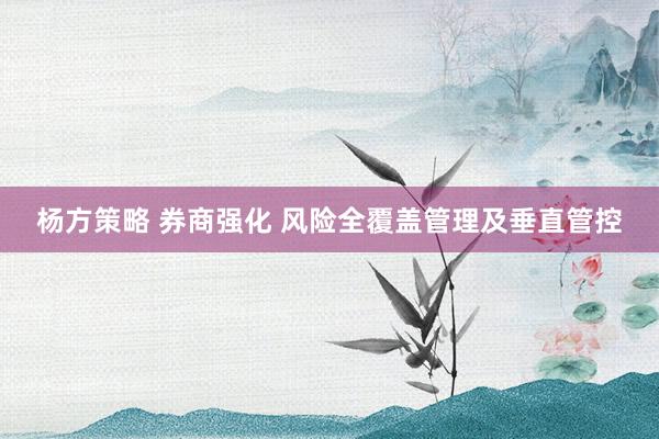 杨方策略 券商强化 风险全覆盖管理及垂直管控