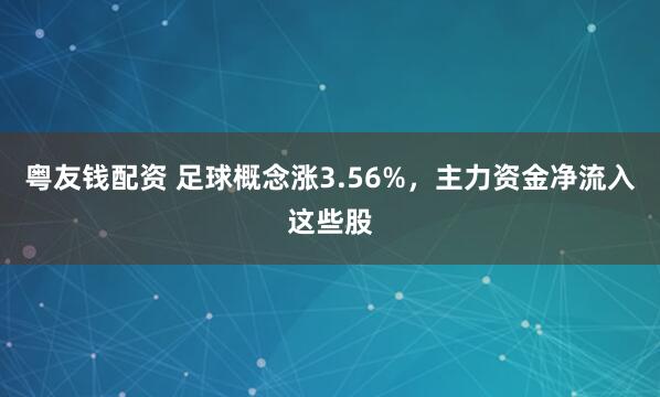 粤友钱配资 足球概念涨3.56%，主力资金净流入这些股